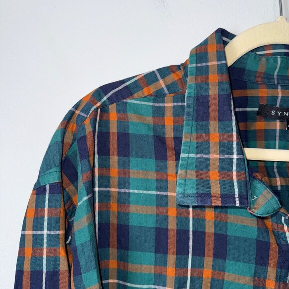 Synrgy Mens 4XL Plaid Button-Down Shirt Long Sleeve Cotton Multicolor - Picture 2 of 7